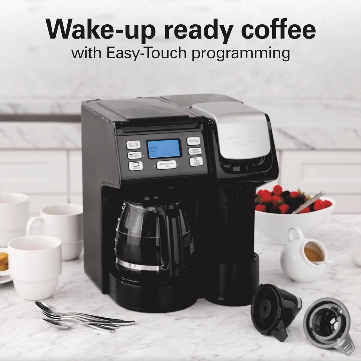 Wangxin FlexBrew Trio 2-Way Coffee Maker, Compatible with K-Cup Pods or Grounds, Combo, Single Serve & Full 12c Pot, Black - Fast Brewing (49902)