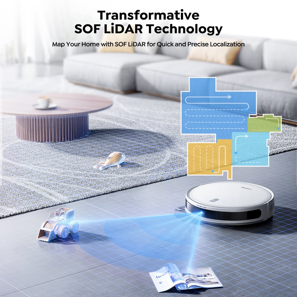 Laresar L10 Robot Vacuum Cleaner Lidar Navigation, 6500Pa 180Min Smart Robot Vacuum and Mop Combo, App/Alexa Control, for Carpet Pet Hair Hard Floor