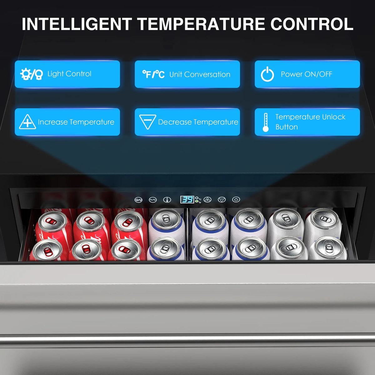 QAUSOU 24 Inch Under Counter Double Drawer Fridge, Weather Proof Stainless Steel Outdoor Beverage Refrigerator for Patio