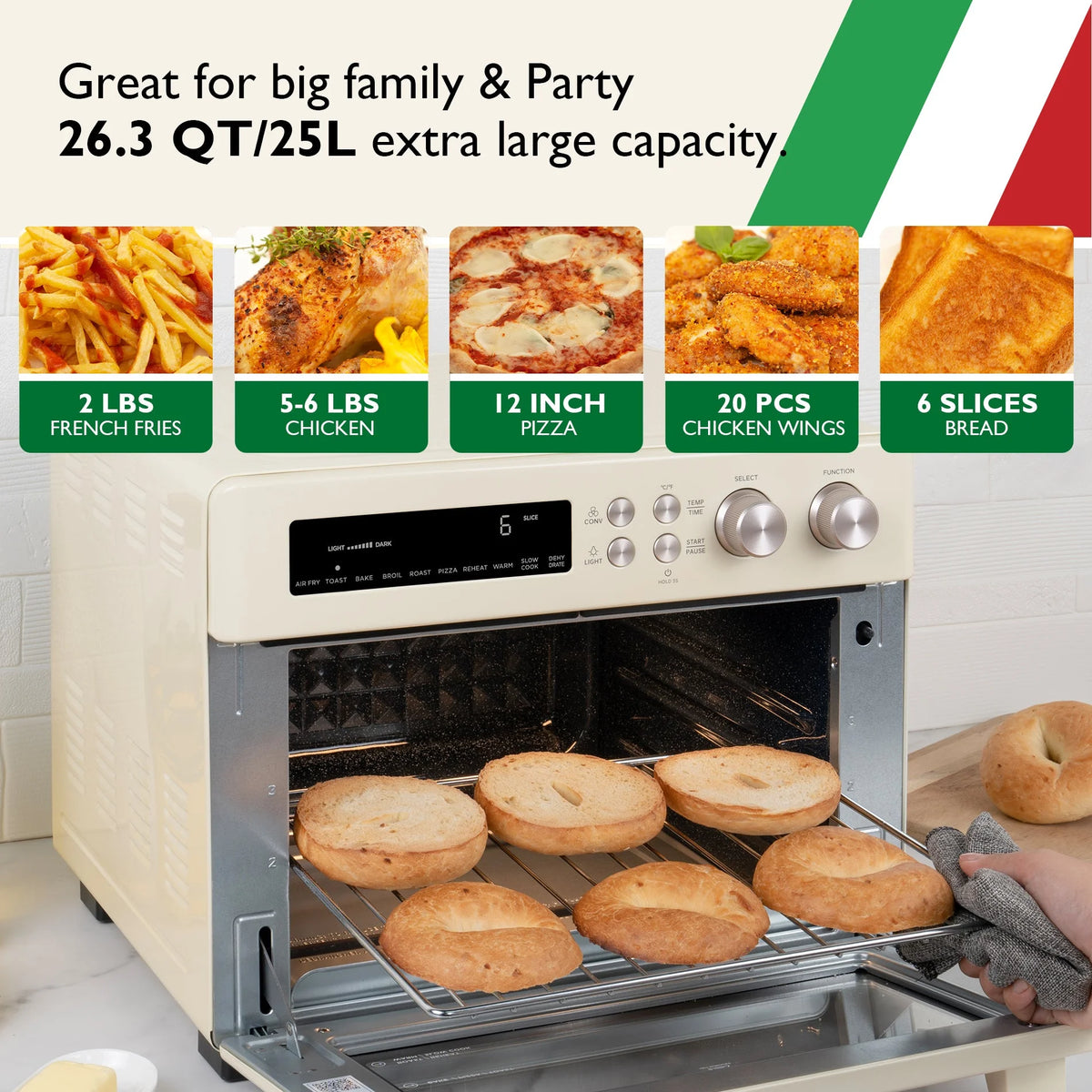 VAL CUCINA 10-IN-1 AIR FRYER TOASTER OVEN -  BRUSHED STAINLESS STEEL