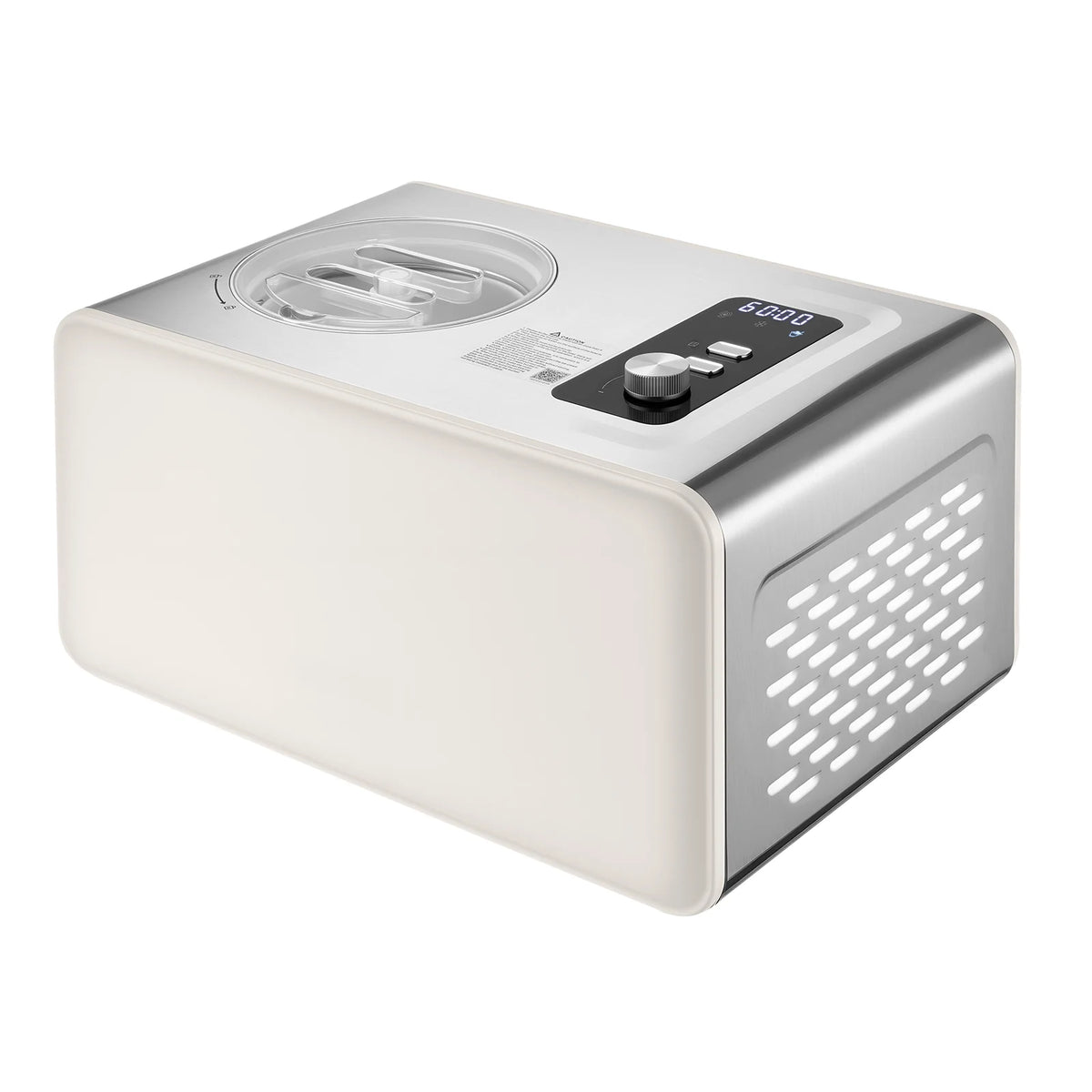 KFFKFF Automatic Ice Cream Maker with Built-in Compressor, 2-Quart Capacity, Stainless Steel Electric Gelato and Sorbet Machine, 3 Modes for Home Use