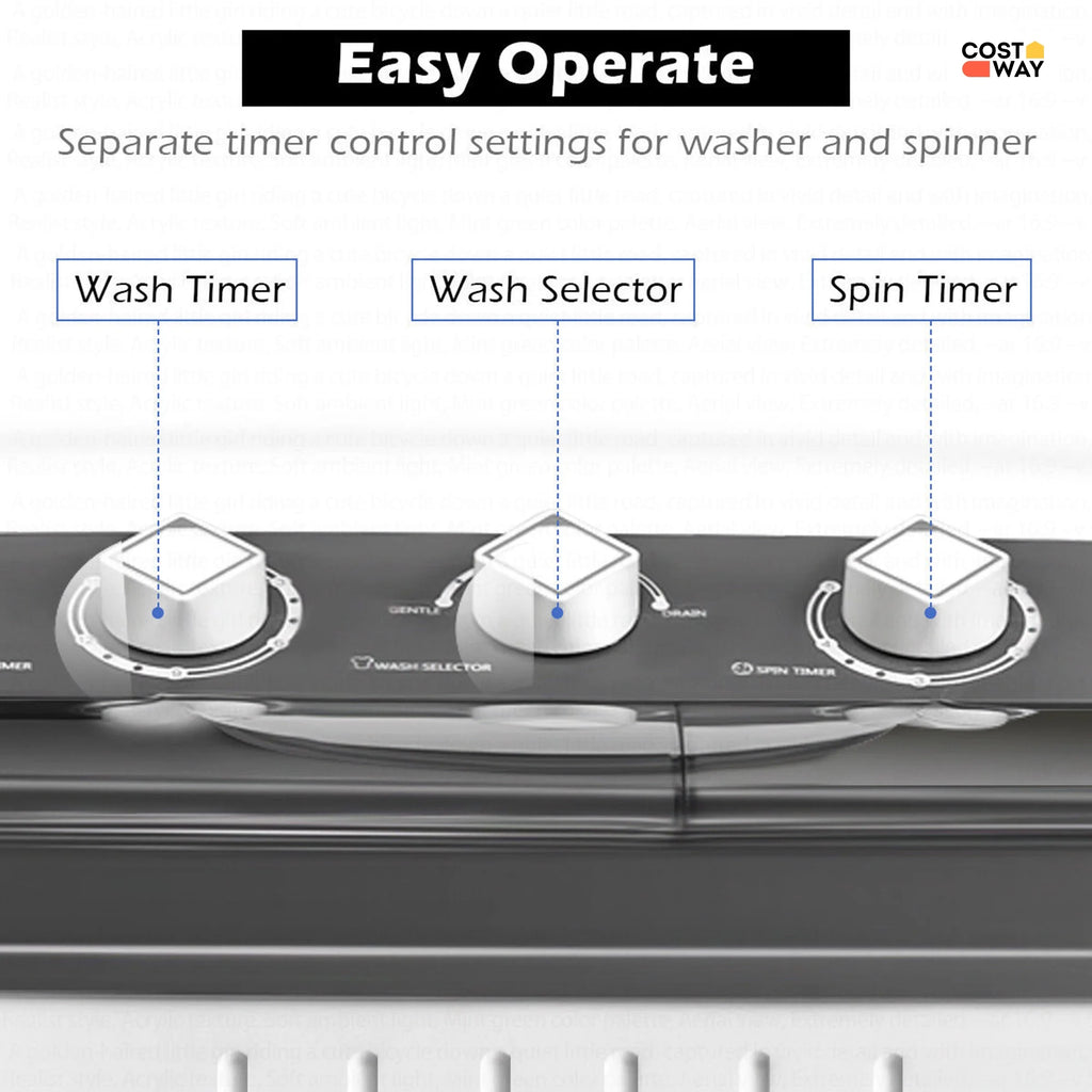 Costway Twin Tub 20Lbs Top Load Washing Machine with Gravity Drain