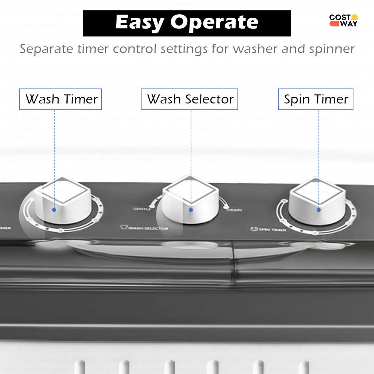 Costway Twin Tub 20Lbs Top Load Washing Machine with Gravity Drain