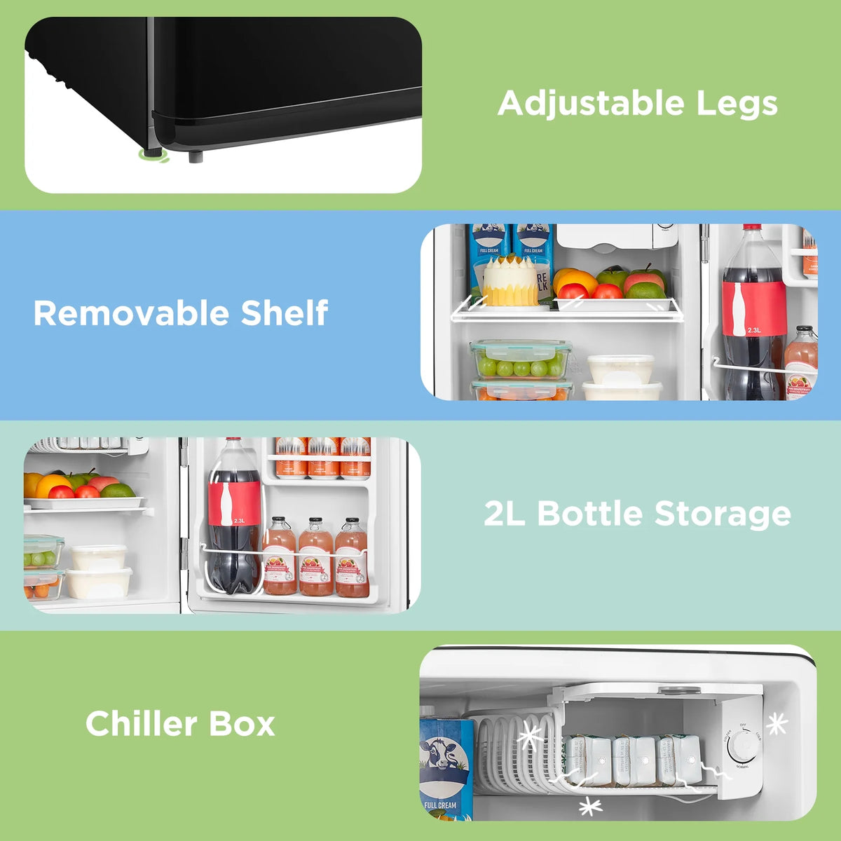 Comfee' 1.7 Cu.Ft Mini Fridge, Compact Retro Refrigerator, Energy Saving, Low Noise, Adjustable Thermostat, Single Door Small Fridge with Chiller Box for Bedroom, Office