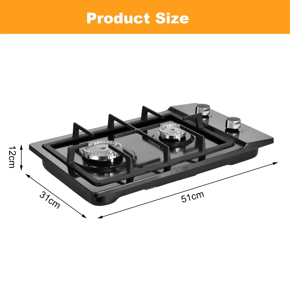 Tohu Stainless Steel Stove 3.3kW 5-Burner Closed Chassis Propane Cooktop for Outdoor/Indoor Cooking
