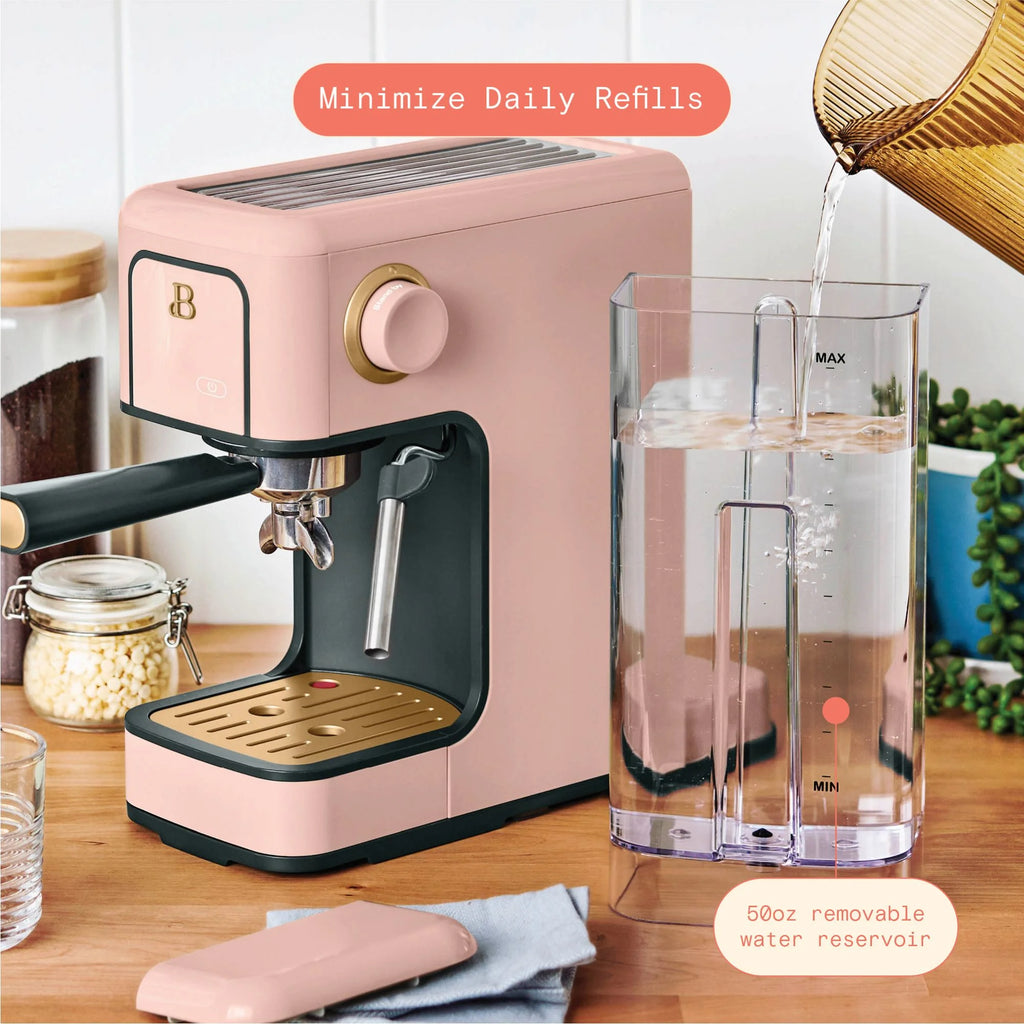 Beautiful Slim Espresso Machine with 20-Bar Pressure, Black Sesame by Drew Barrymore