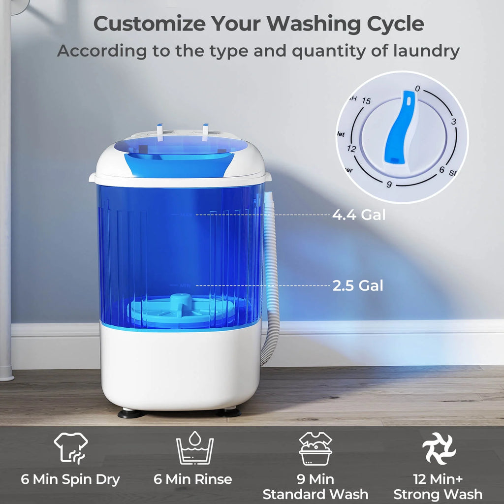 Costway Portable Washing Machine 5.5 lbs Mini Top Load Washer with Removable Spin-Dry Tub Blue