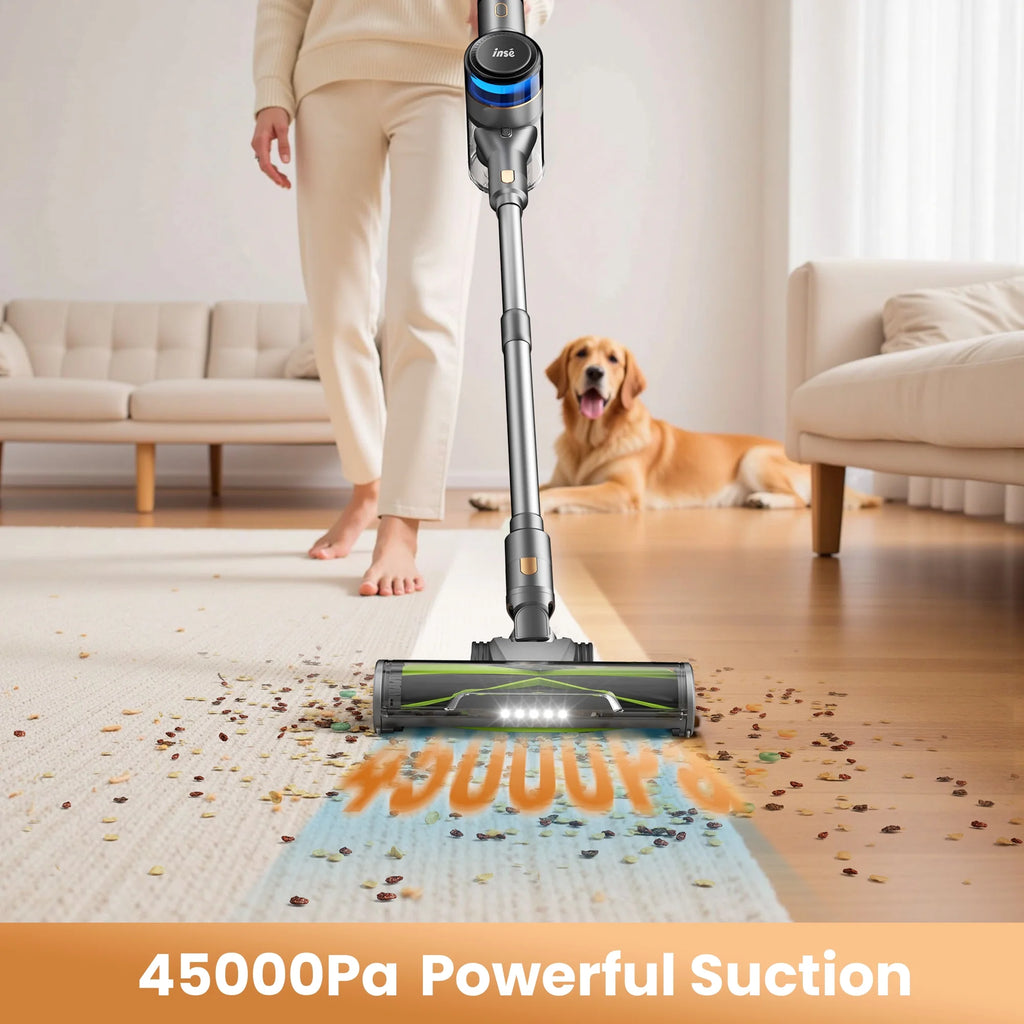 INSE Cordless Stick Vacuum Cleaner for Pet Hair Hard Floors Carpet, New S9X, 55 Mins Runtimes & 45 Kpa Powerful Suction