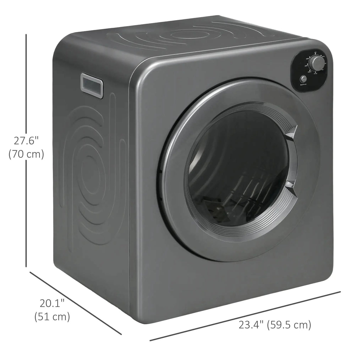 Resenkos Compact Laundry Dryer 1300W Portable Clothes Dryer with 3.2 cu.ft Stainless Steel Drum, Front Load Electric Dryer, Gray