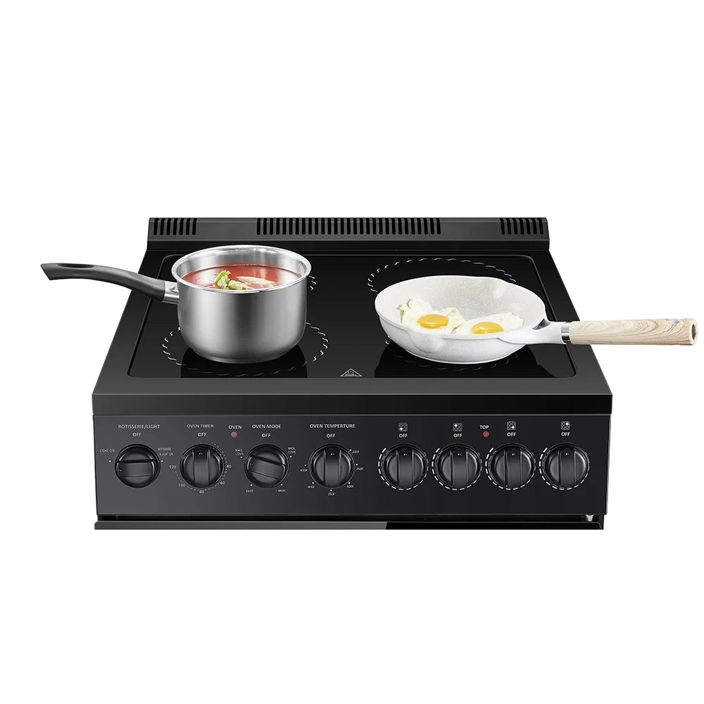 Lanbo 24 in 2.9 CU ft Freestanding Electric Range with Rotisserie and True Convection Oven and Timer