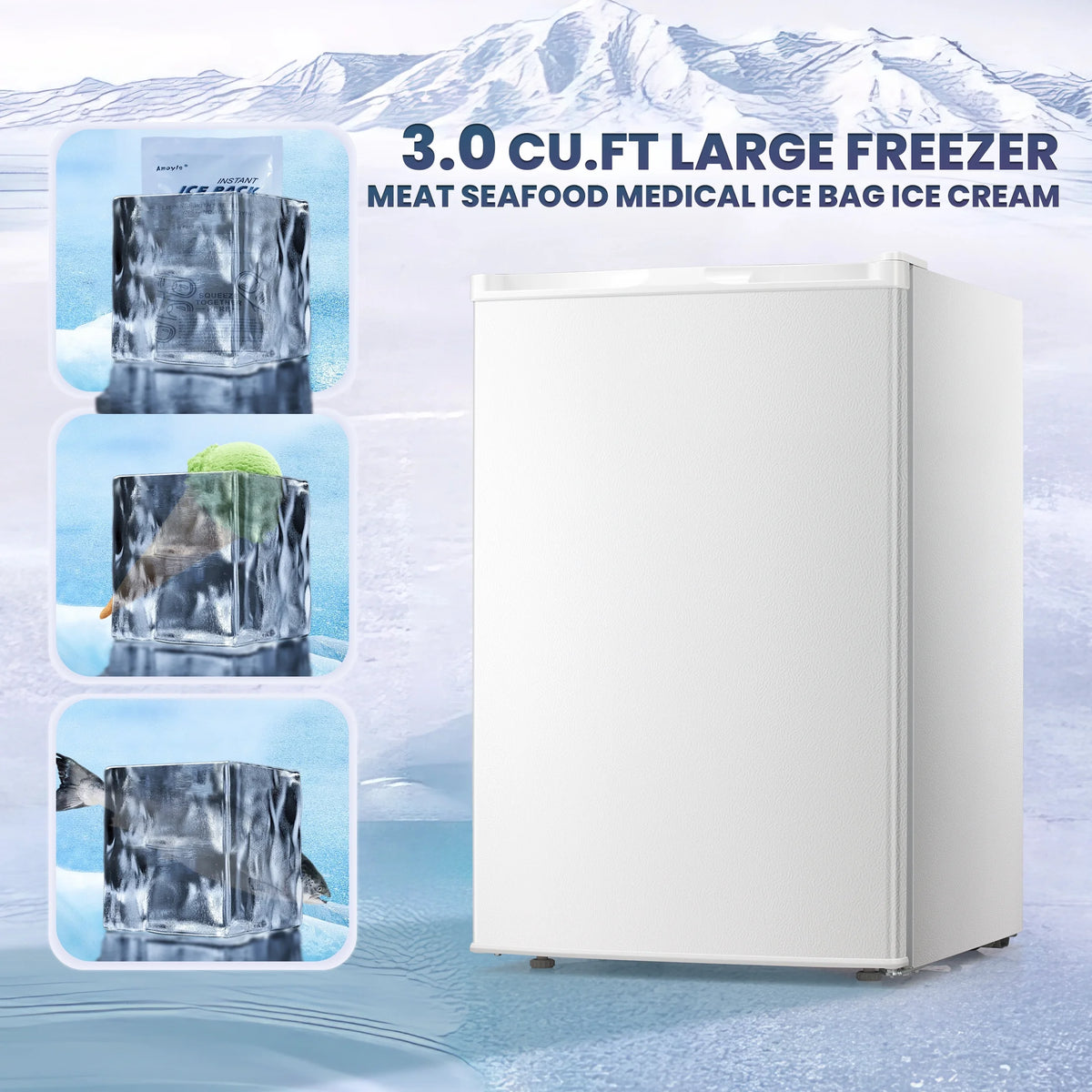 Electactic Upright Freezer, Energy Saving 3.0 Cu.ft Single Door Compact Upright Freezer with Reversible Door(Black)