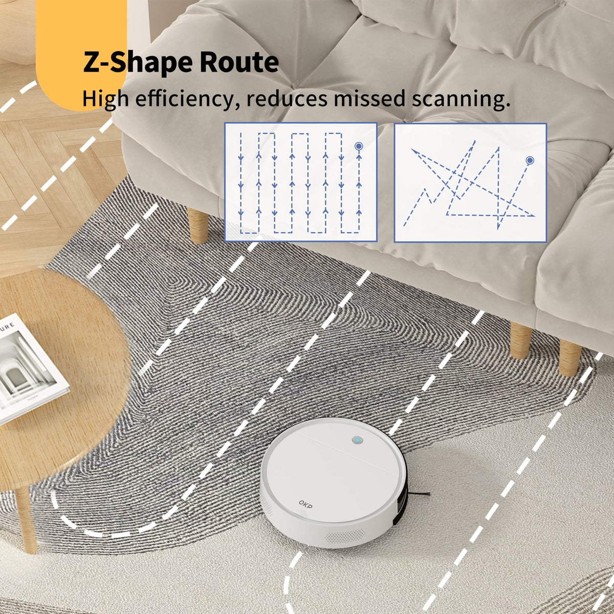 OKP Robot Vacuums with Mop Combo and Remote Control, 2 IN 1 Cleaning and Mopping, Wi-Fi Connectivity, Alexa/APP, Self-Charging Robotic Vacuum Cleaner for Home, Pet Hair, Carpets, and Hard Floors