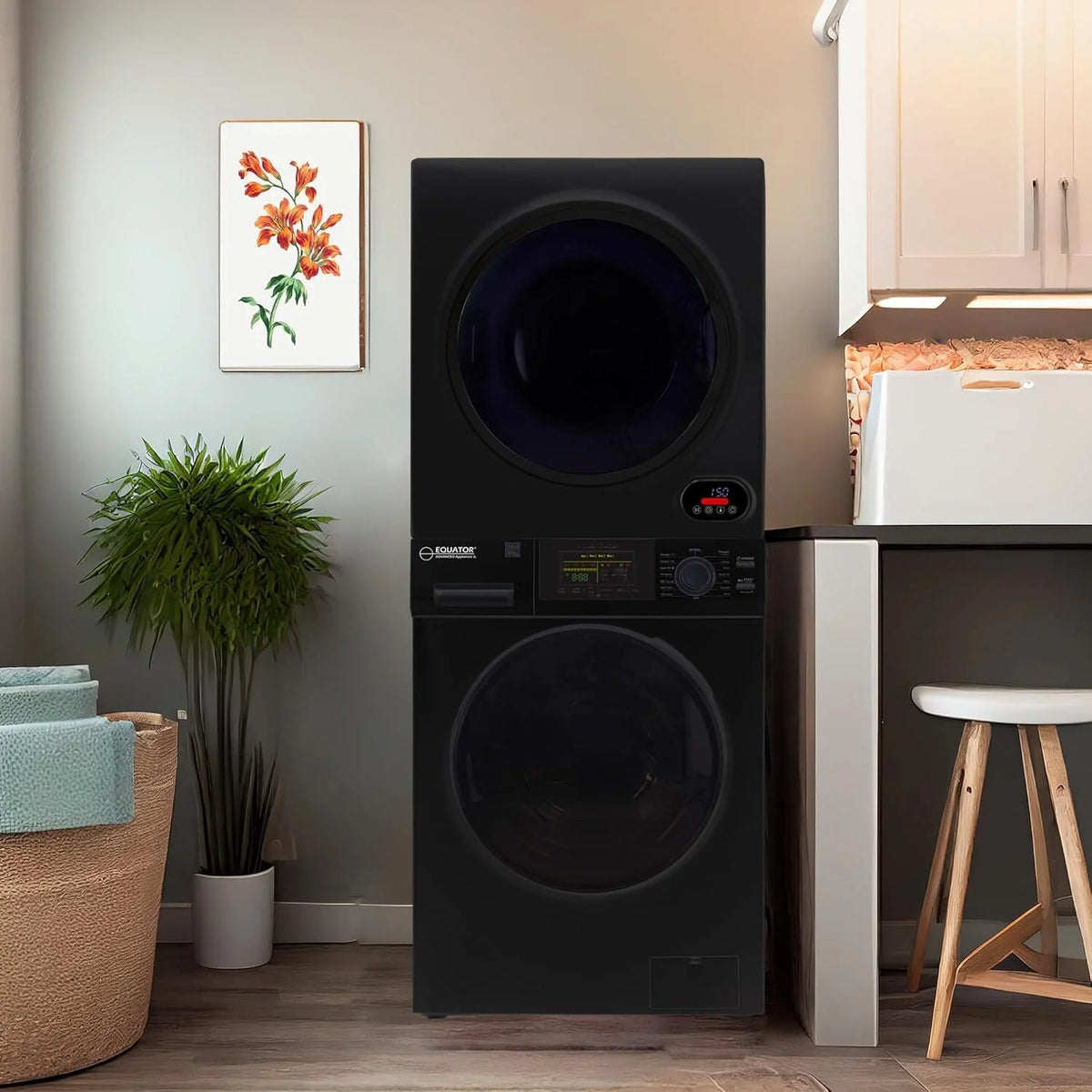 Equator Advanced Appliances Stainless Steel Washer/Compact Short Dryer in Black