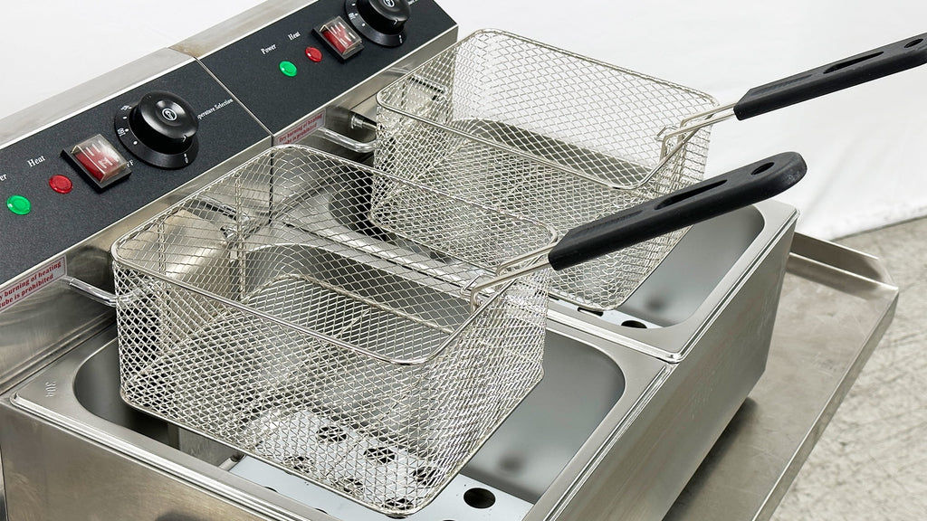 NSF 3500W Commercial Electric Countertop Fryer, Stainless Steel Commercial Deep Fryer, Dual Tank 12L