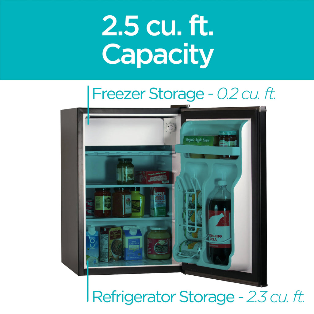 BLACK+DECKER 2.5 Cubic Foot Energy Star Refrigerator with Freezer, Black