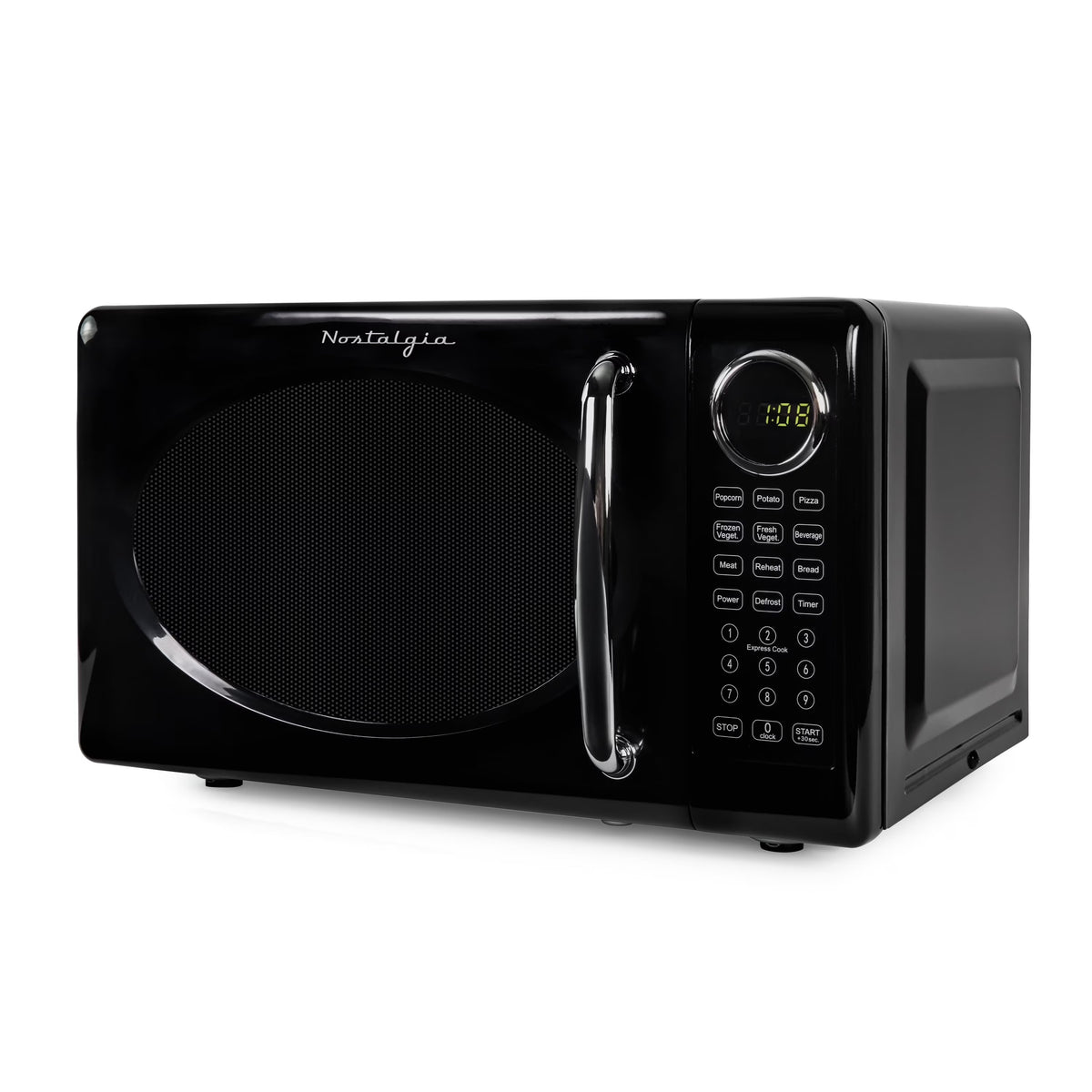 Nostalgia Retro Microwave Oven - 0.7 Cu Ft & 700-Watt Countertop Microwave with Glass Turntable, Child Safety Lock, 8 Auto-Cook Programs & Digital Clock - Aqua