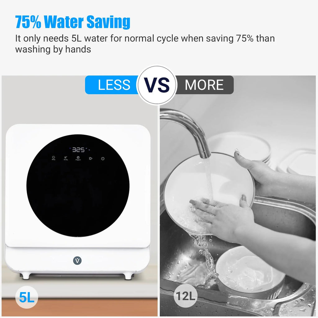 Portable Countertop Dishwashers, 6 Washing Programs, Compact Dishwashers with 5L Water Tank for Small Apartments
