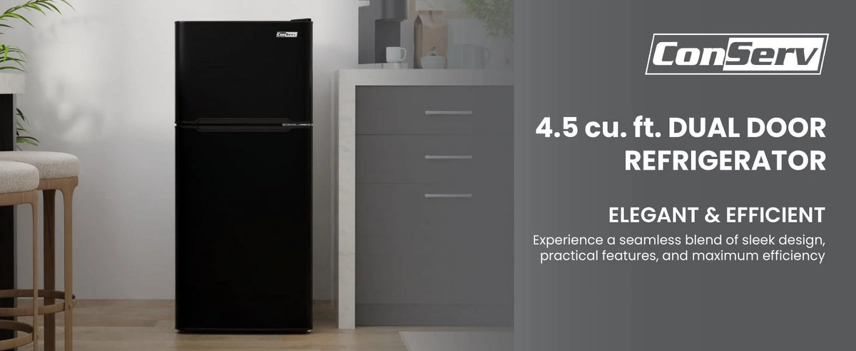 Conserv 19in BLACK Compact 2 Door Refrigerator 4.5cf Reversible Door 110V