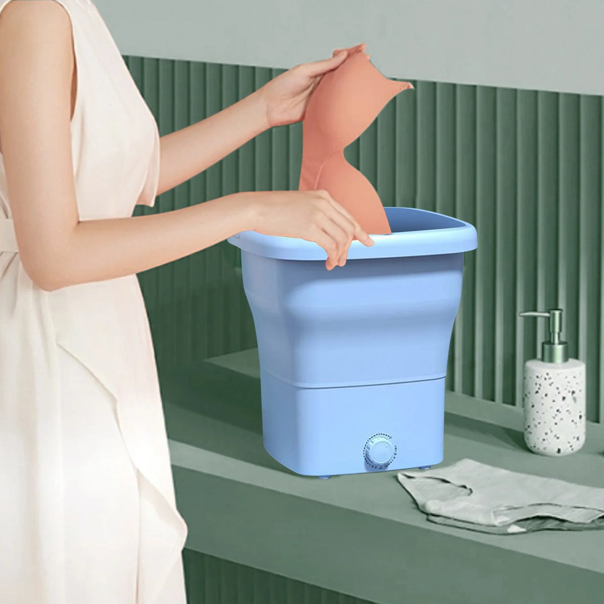 Portable Washing Machine,Mini Foldable Washer,25L Upgraded Large Capacity Foldable Washer, Deep Cleaning Of Underwear, Baby Clothes and Other Small Clothes,Suitable for Apartments, Dormitories, Hotel