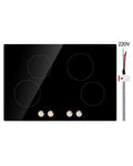 KFFKFF Induction Stove, 6600W 5 Burner Built-in Electric Cooktops, with Knob Control, 12 Heat Settings, Glass Top, Automatic Power Off