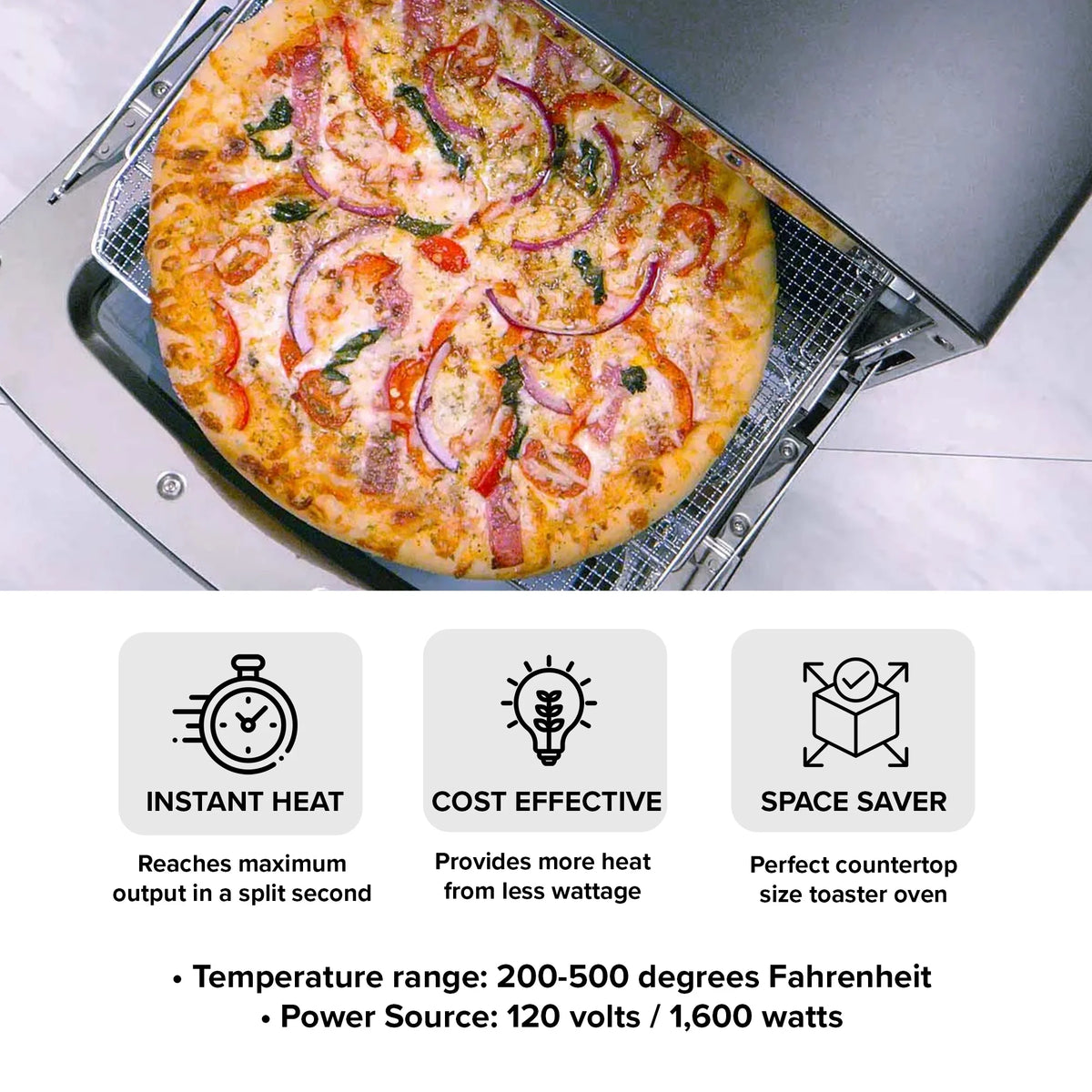 Sengoku SET-G16A(W) HeatMate Graphite Compact Countertop Toaster Oven with 4 Non-Stick Pans for Toasting and Baking, 120 Volt, Eggshell White