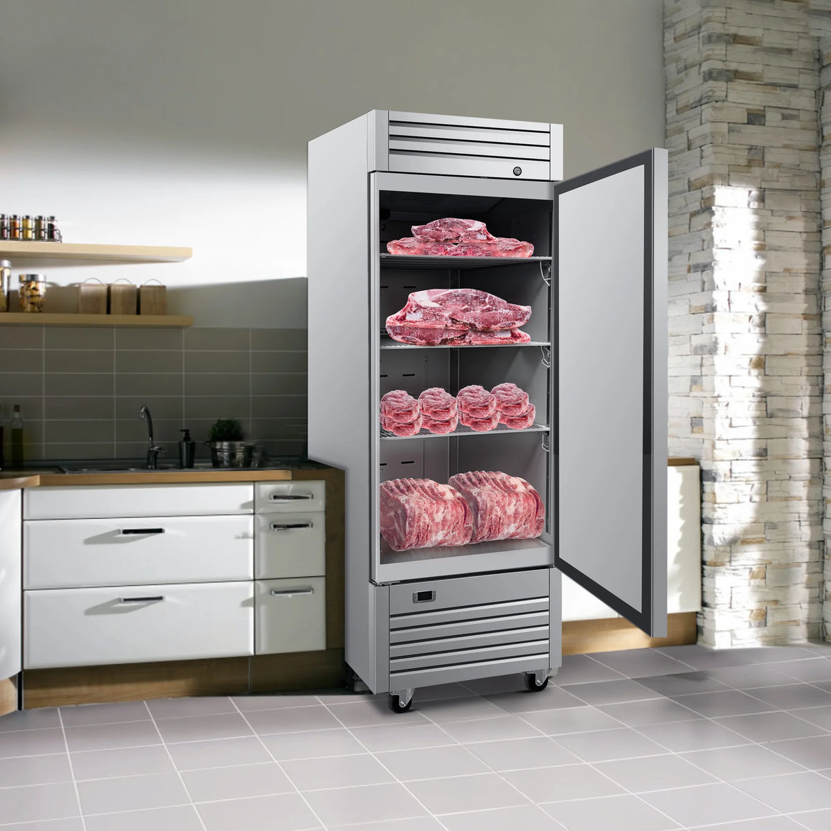 NSF Single Door Commercial Reach In Stainless Steel Freezer 18 Cu.Ft. 28in. Width Freezer