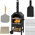 ELPOSUN Outdoor Pizza Oven Wood Fire Pizza Maker Grill w/ Pizza Stone & Waterproof Cover