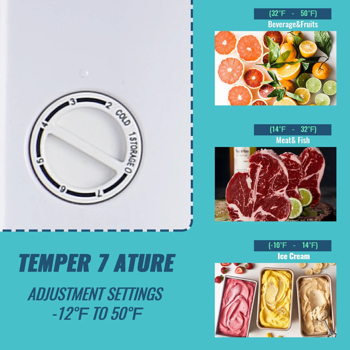 Demuller Upright Freezer 3.2 Cu.ft Freezer 7-speed Temperature Control Fix Shelves Black New