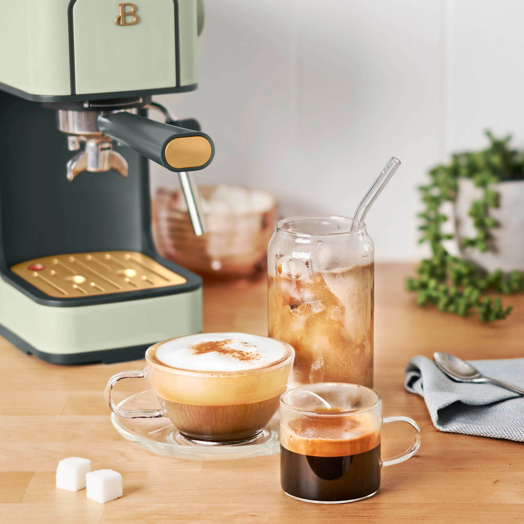 Beautiful Slim Espresso Machine with 20-Bar Pressure, Black Sesame by Drew Barrymore