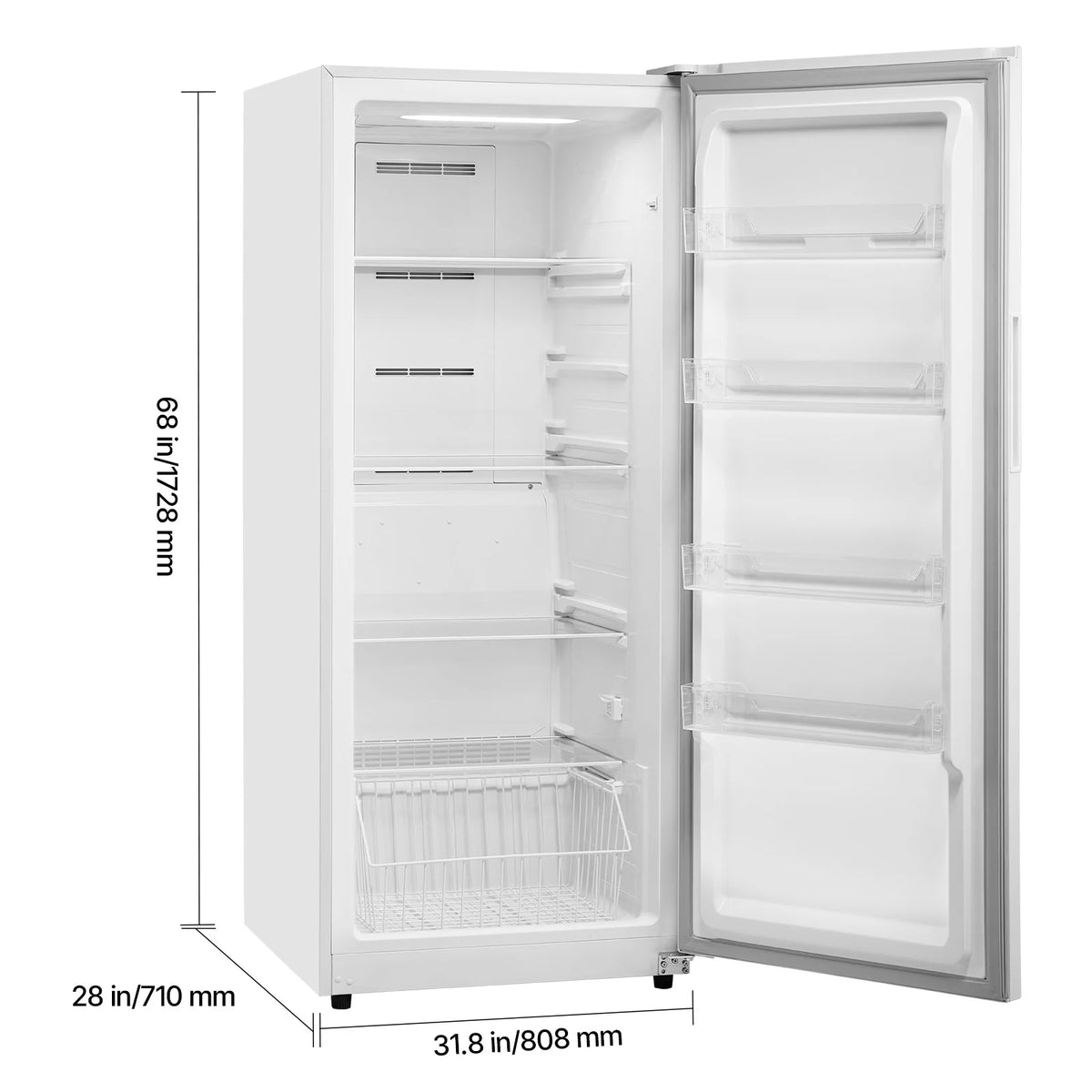 KFFKFF 17 Cu.Ft Upright Convertible Fridge/Freezer Upright Fridge Freezer Low Sound with Electronic Temperature Control Door Open too Long Alarm Adjustable Shelves and LED