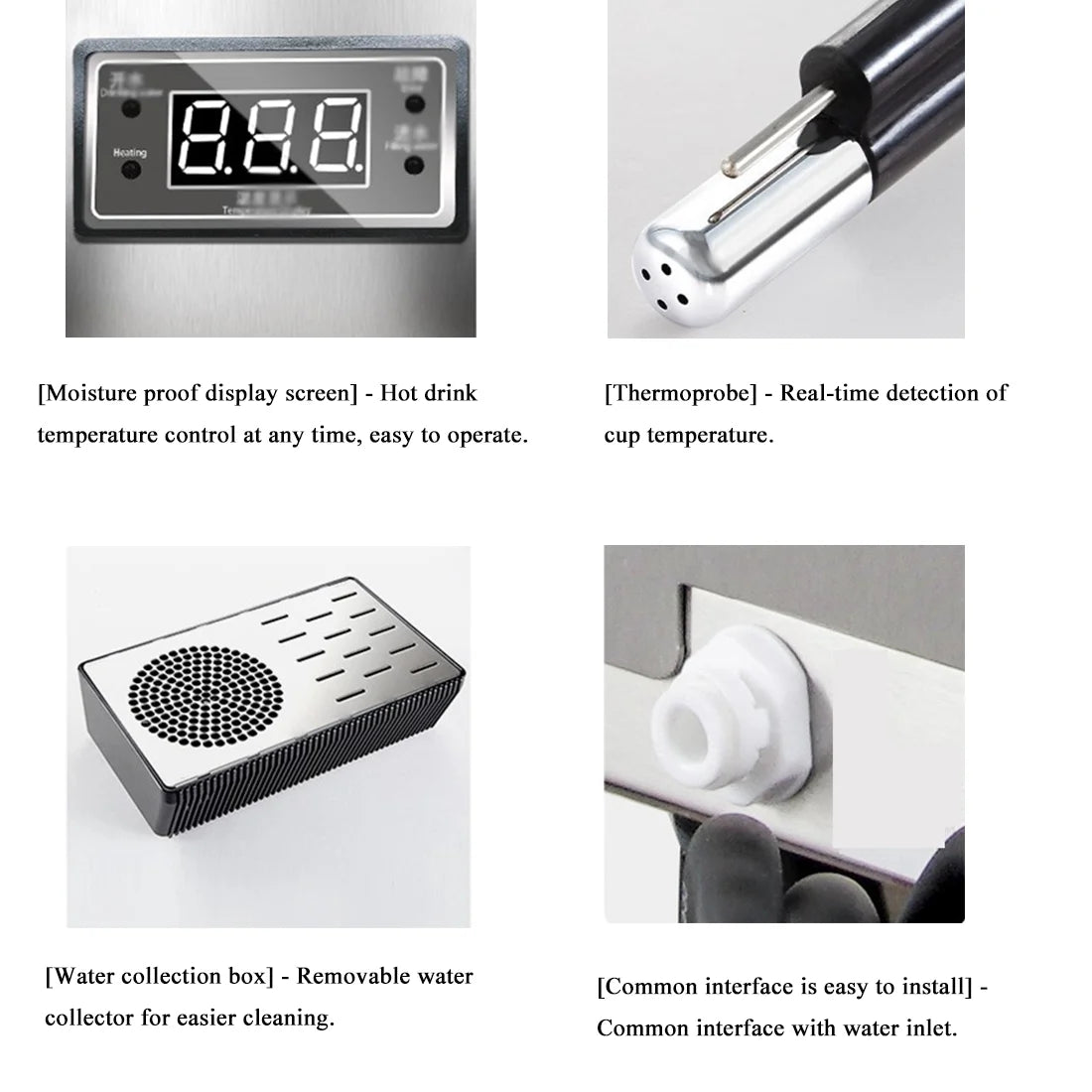 INTBUYING 220V Milk Frother Steam Boiling Water Frothing Machine for Coffee Tea 12L Silver