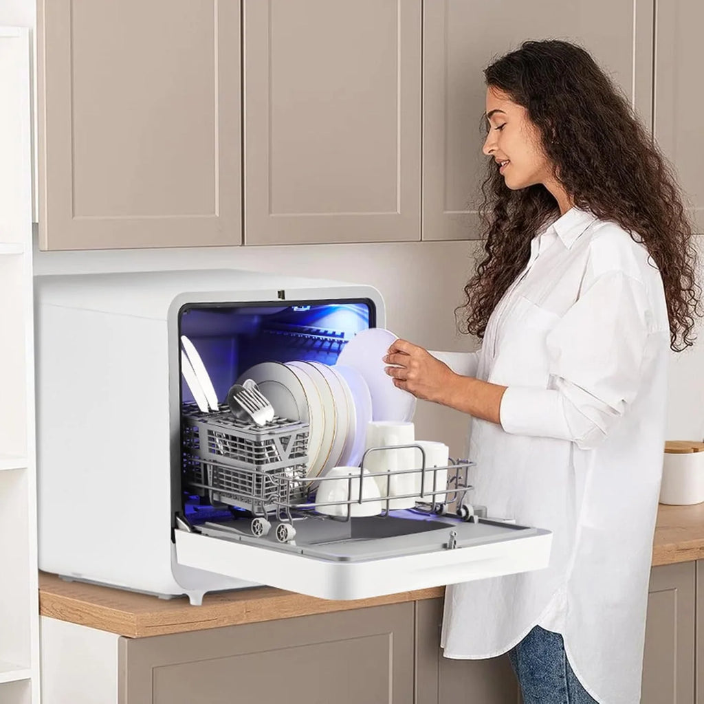 NEILA Countertop Dishwasher - 5 Programs Portable Dishwasher with Touch Control & Air-Drying Function, 2 in 1 Tabletop Dishwasher for Home, Apartments - White