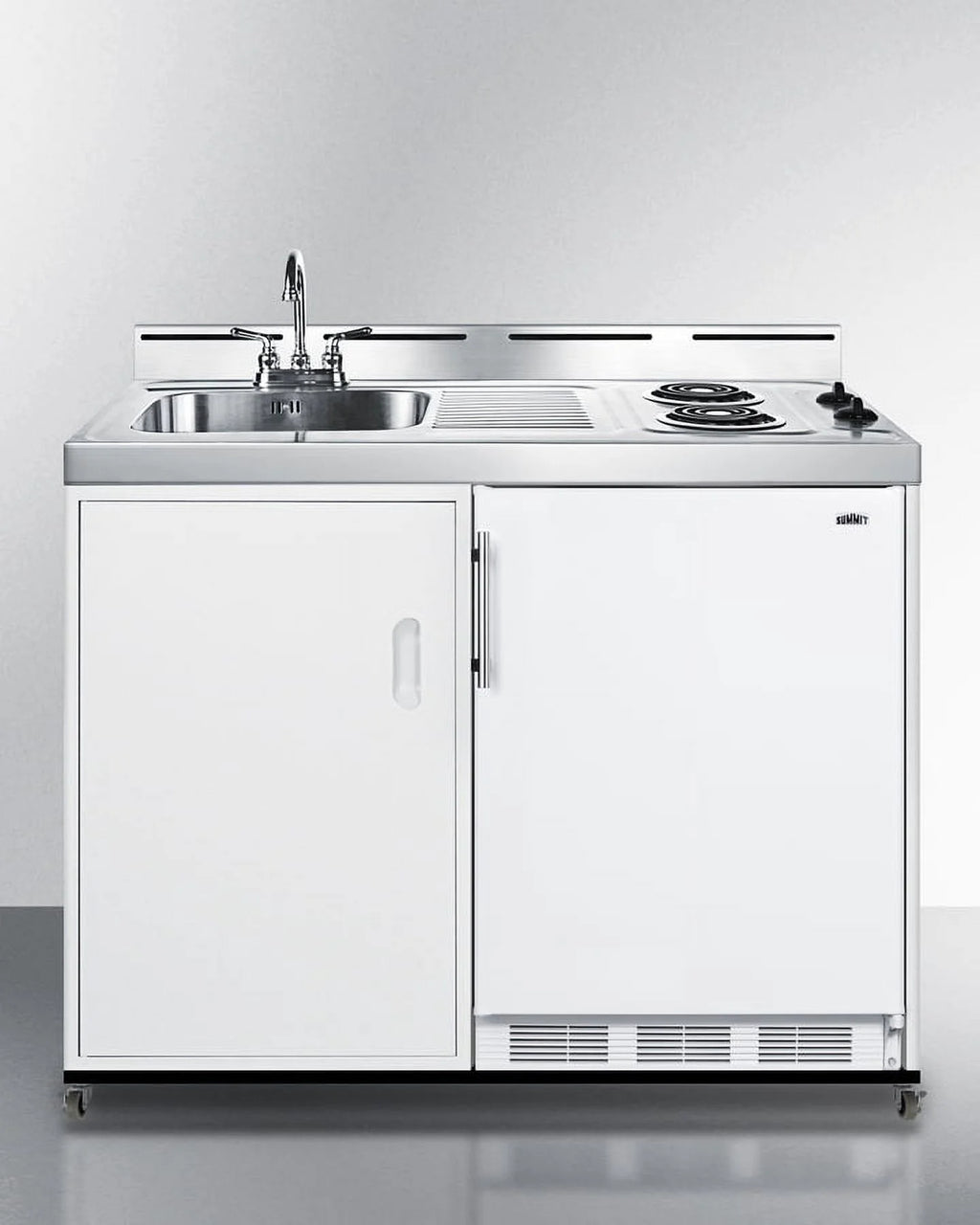48" Wide Mobile All-In-One Kitchenette, No Plumbing Needed, white, Coil Burners