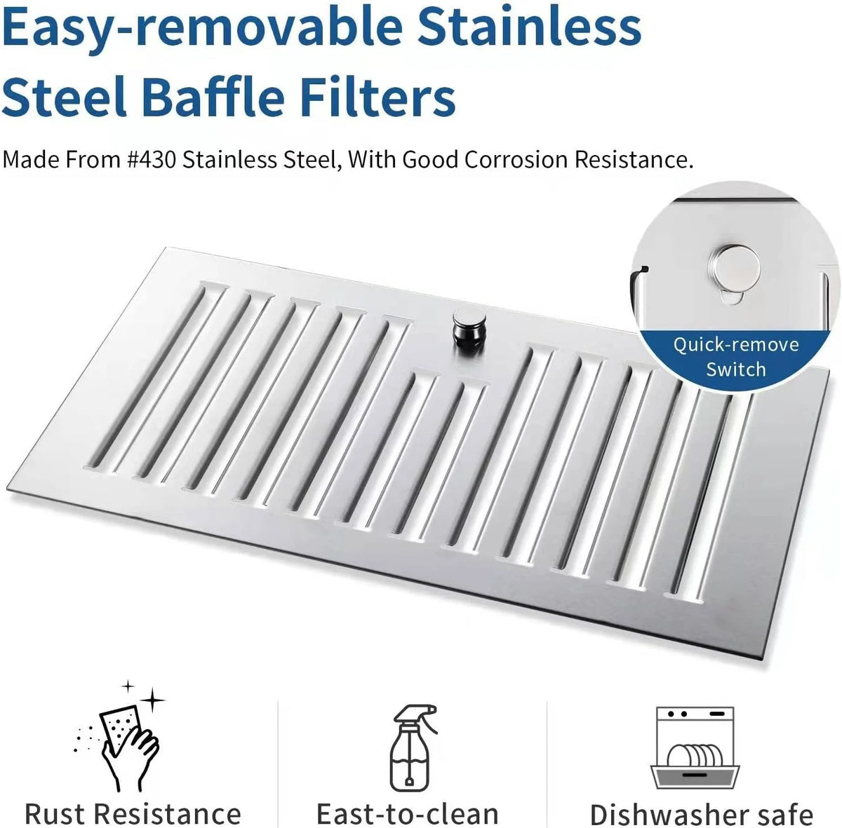 New 30 inch 600CFM Insert Range Hood Stainless Kitchen Exhaust Vent Dishwasher Filter 120V