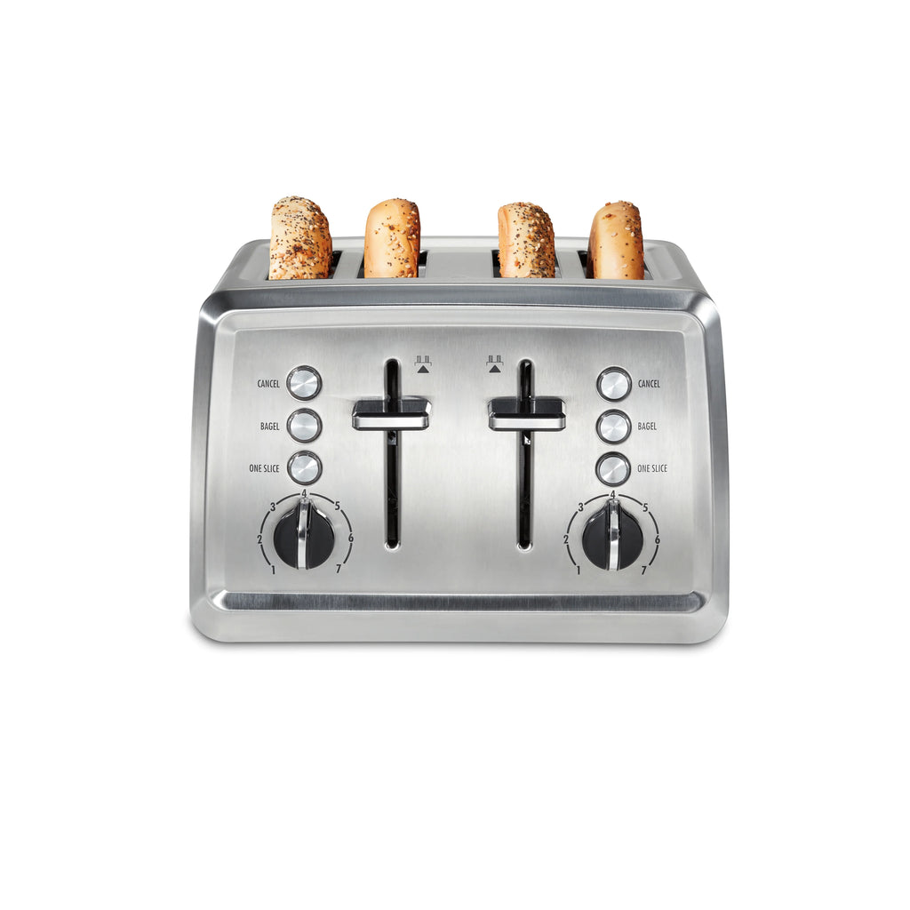 Hamilton Beach Modern Stainless Steel 4 Slice Toaster, Sure-Toast One-Slice Technology, Extra-Wide Slots, Toast Boost, Bagel Function, Easy to Clean, 24798