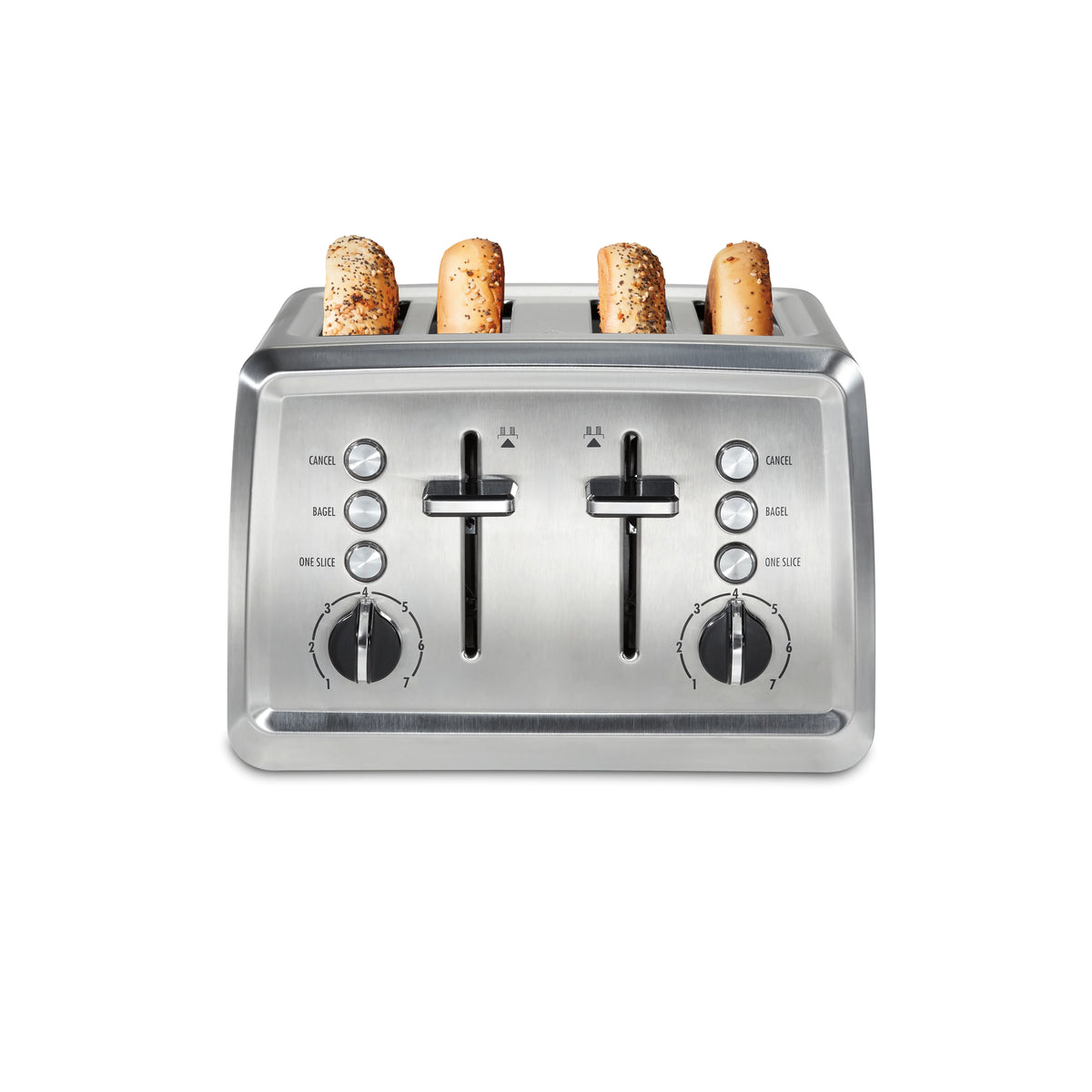 Hamilton Beach Modern Stainless Steel 4 Slice Toaster, Sure-Toast One-Slice Technology, Extra-Wide Slots, Toast Boost, Bagel Function, Easy to Clean, 24798