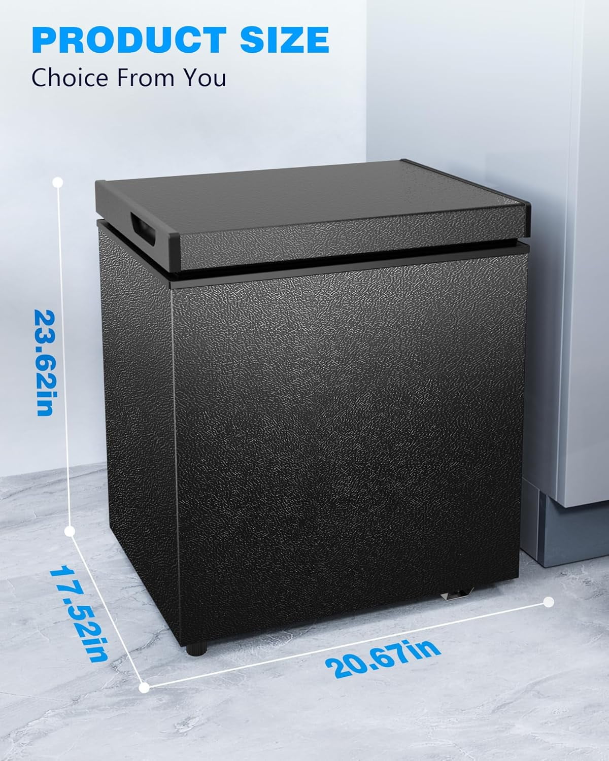 Crzoe 1.8 Cu.Ft Chest Freezer with Removable Basket and Bottom Defrost Water Drain Freestanding Mini Freezer with Adjustable 7 Thermostat for Home/Apartment, Black