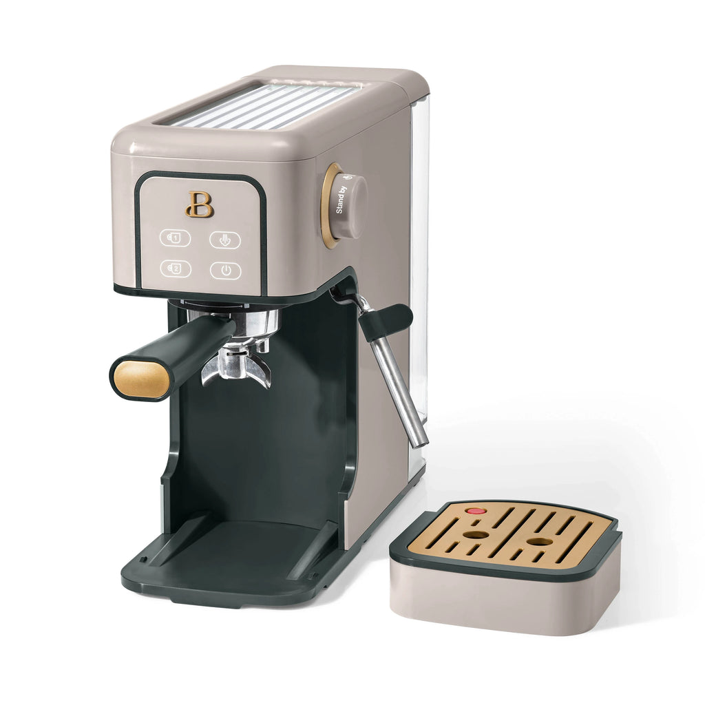 Beautiful Slim Espresso Machine with 20-Bar Pressure, Black Sesame by Drew Barrymore