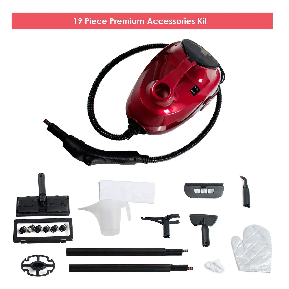 Costway 2000W Heavy Duty Steam Cleaner Mop Multi-Purpose W/19 Accessories 4.0 Bar 1.5L