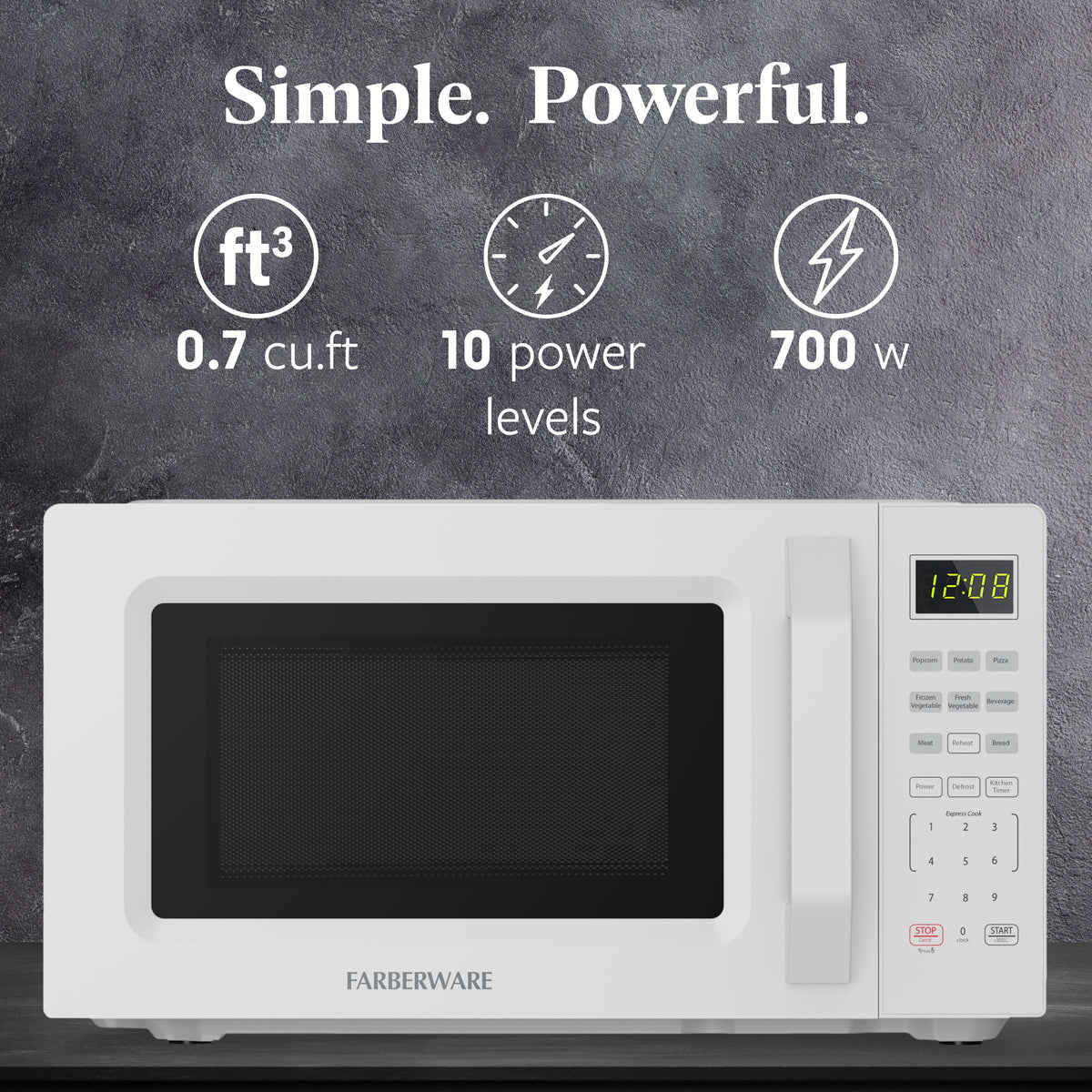 Farberware 1.1 Cu. Ft. 1000-Watt Compact Microwave Oven, Black