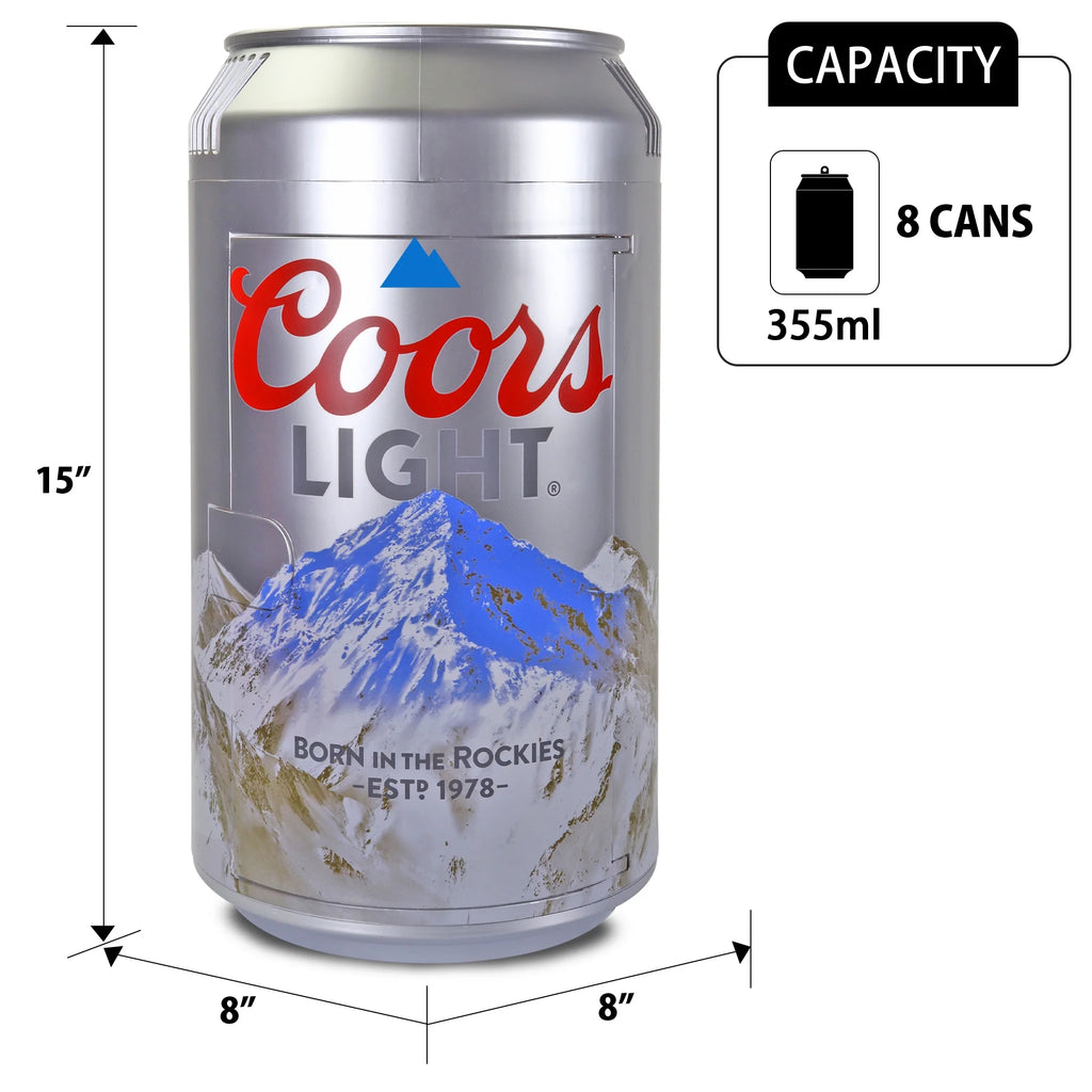 Coca-Cola 8 Can Portable Mini Fridge w/ 12V DC and 110V AC Cords, 5.4L (5.7 qt) Can Shaped Personal Cooler, Red, Travel Fridge for Drinks, Snacks, Lunch, Home, Office, Dorm Room, RV