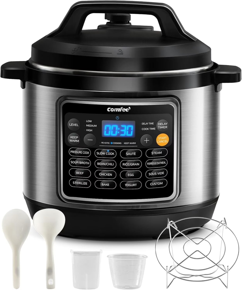 COMFEE�� 16 in 1 Electric Pressure Cooker Instant Multi Cooker Olla de Presion Non-Stick Pot Yogurt Maker Rice Cooker Slow Cooker Saut�� Steamer 8 Quarts Stainless Steel