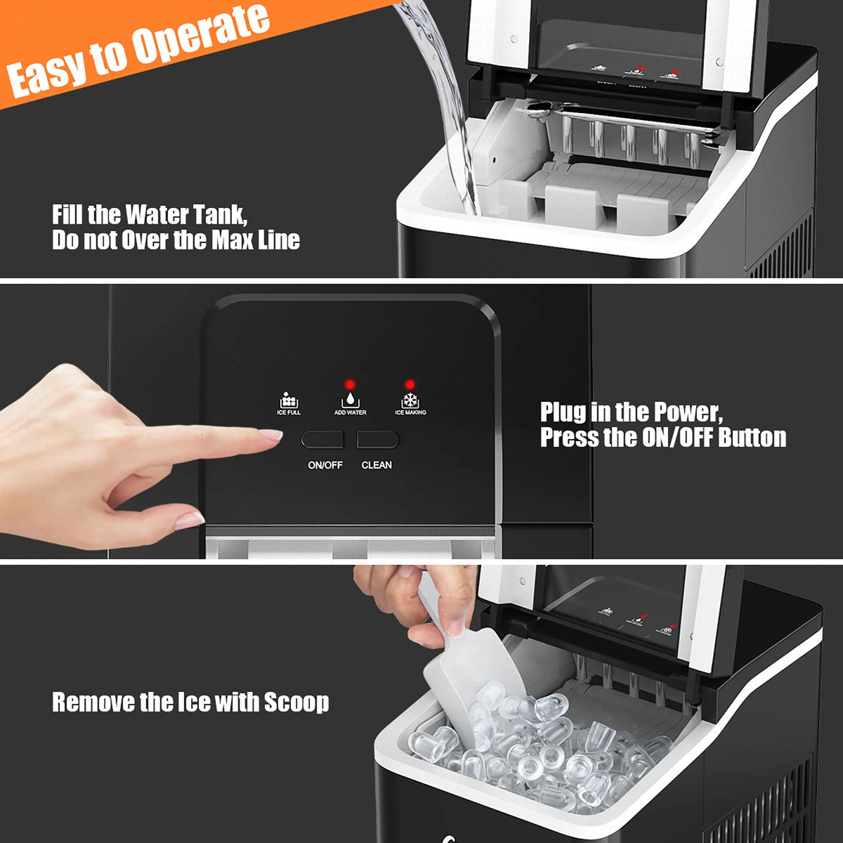 Costway Portable Ice Maker Machine Countertop 26Lbs/24H Self-cleaning w/ Scoop Green