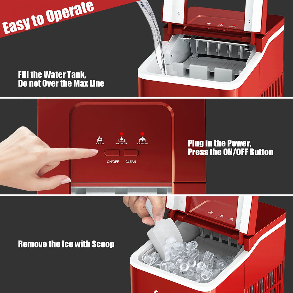 Costway Portable Ice Maker Machine Countertop 26Lbs/24H Self-cleaning w/ Scoop Green