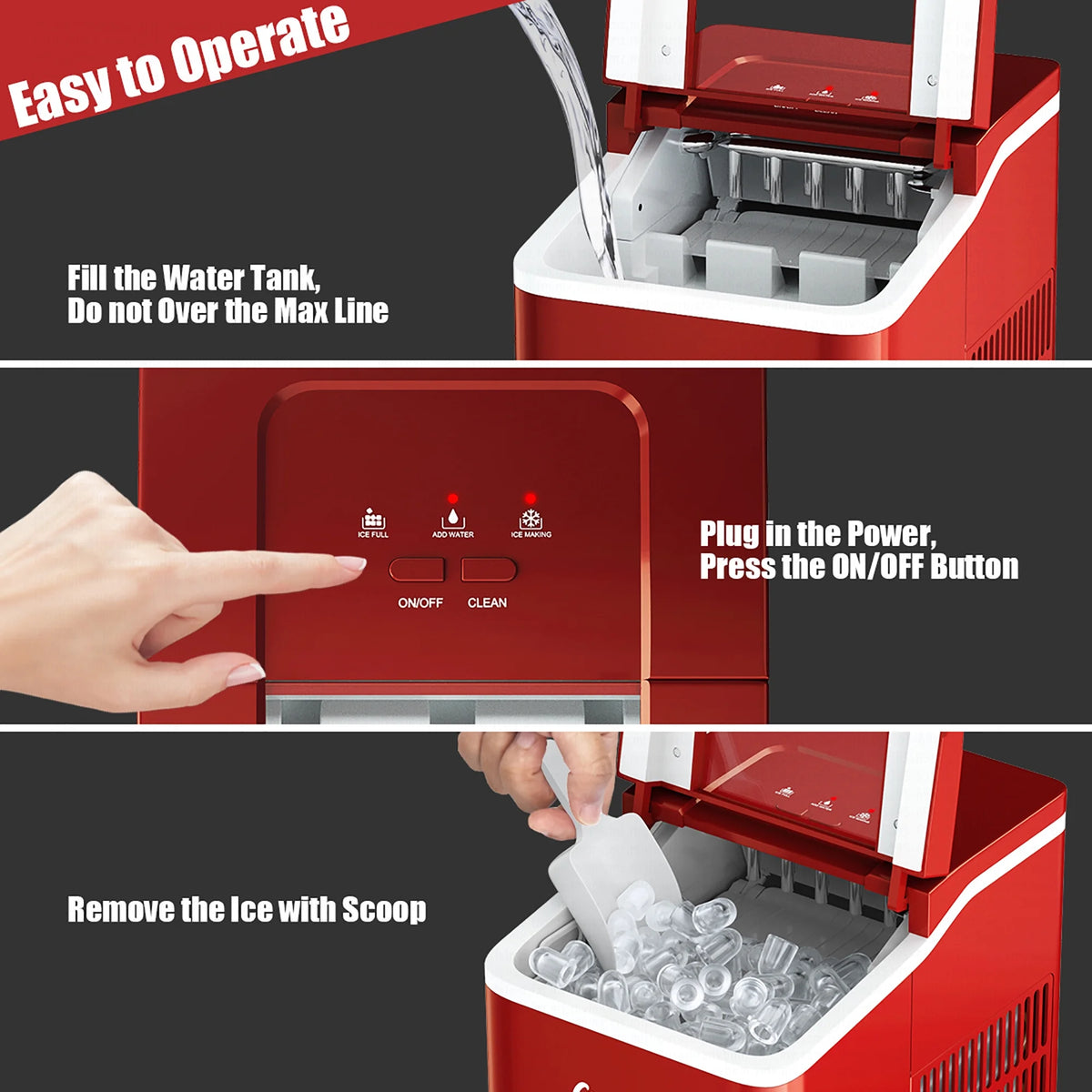 Costway Portable Ice Maker Machine Countertop 26Lbs/24H Self-cleaning w/ Scoop Green