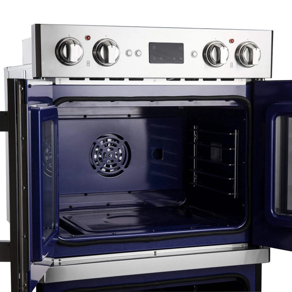 Forno Gallico 30-Inch Electric French Door Double Oven, Stainless Steel, Convection Cooking, Touch Control Panel, Self-Cleaning Function