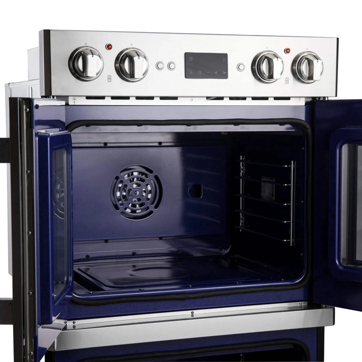 Forno Gallico 30-Inch Electric French Door Double Oven, Stainless Steel, Convection Cooking, Touch Control Panel, Self-Cleaning Function