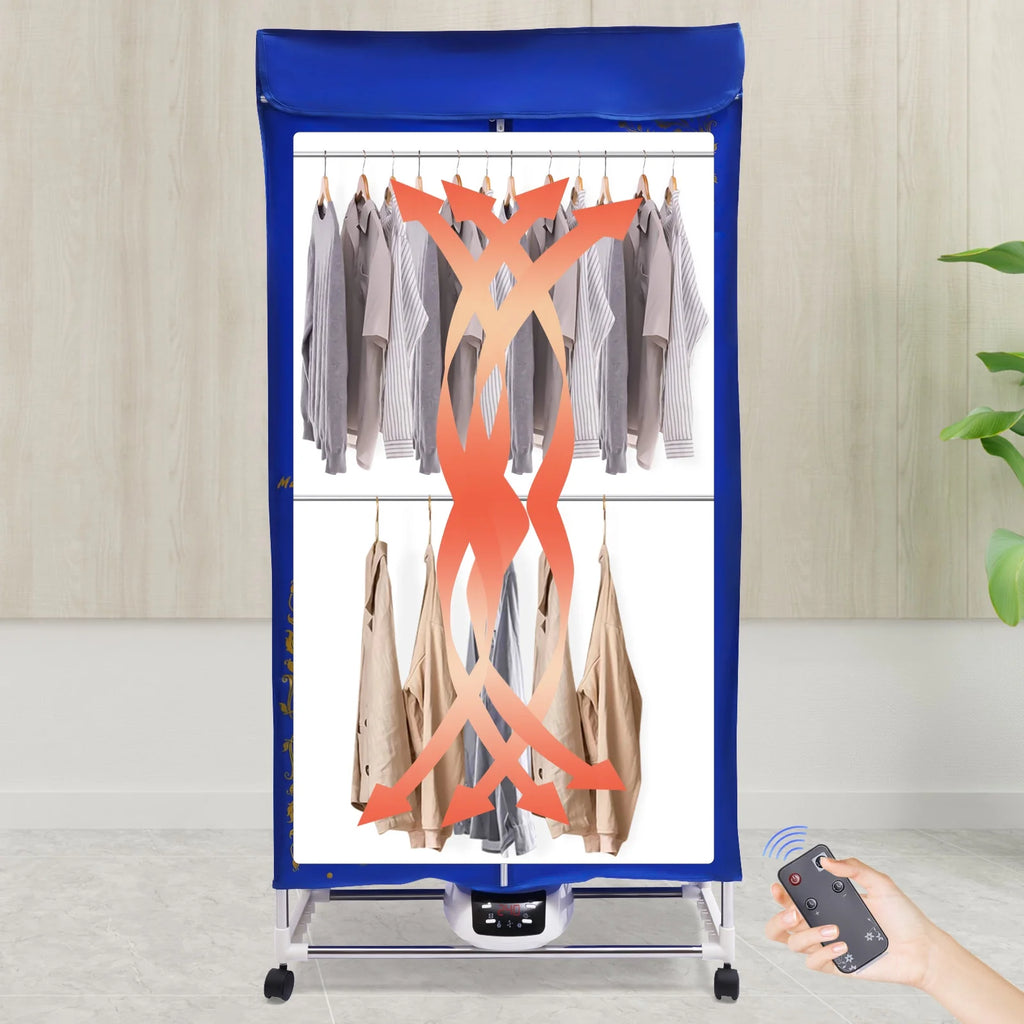 Clothes Dryer Portable Travel Dryer Machine Portable Dryer for Apartments New Generation Electric Clothes Drying Blue 2 Layers for Families Apartments Campers Student Dormitories