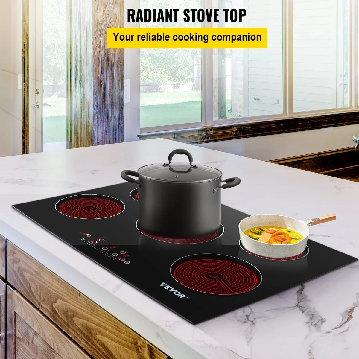 VEVOR 30'' Radiant Electric Cooktop in Black with 4 Burners