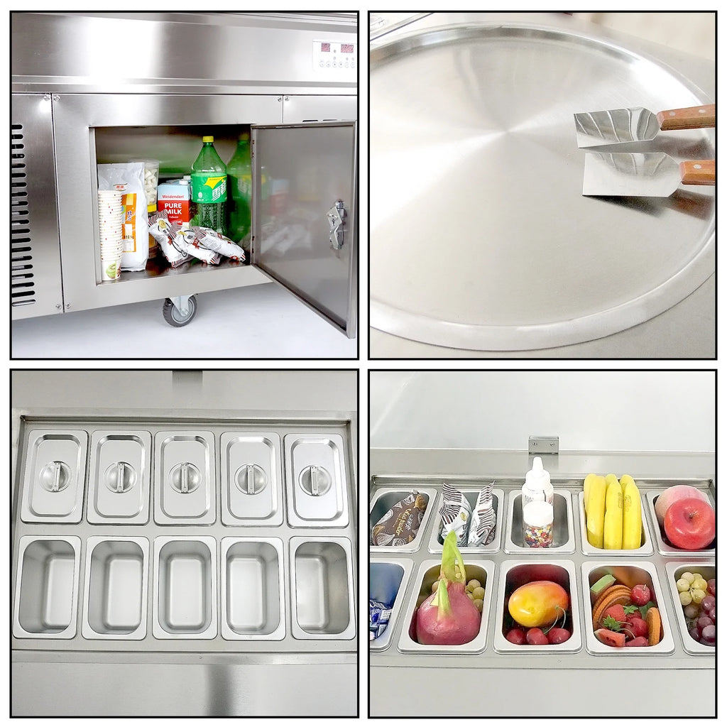 Kolice Commercial 22" Double Round Pans Fried Ice Cream Rolled Machine-Smart Temperature Control